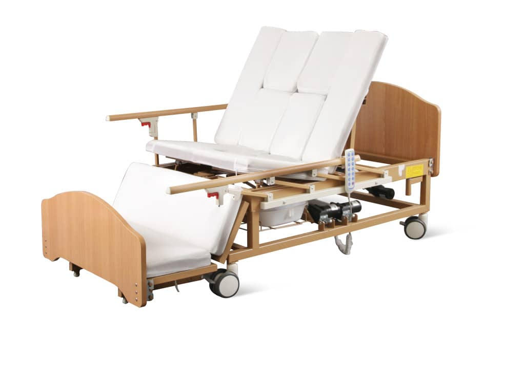เตียงพยาบาลไฟฟ้า รุ่นมัลติฟังก์ชั่น (Multifunction Electric Bed) วัสดุไม้ สวยหรู โทนสีธรรมชาติ ไม่เหมือนเตียงโรงพยาบาล