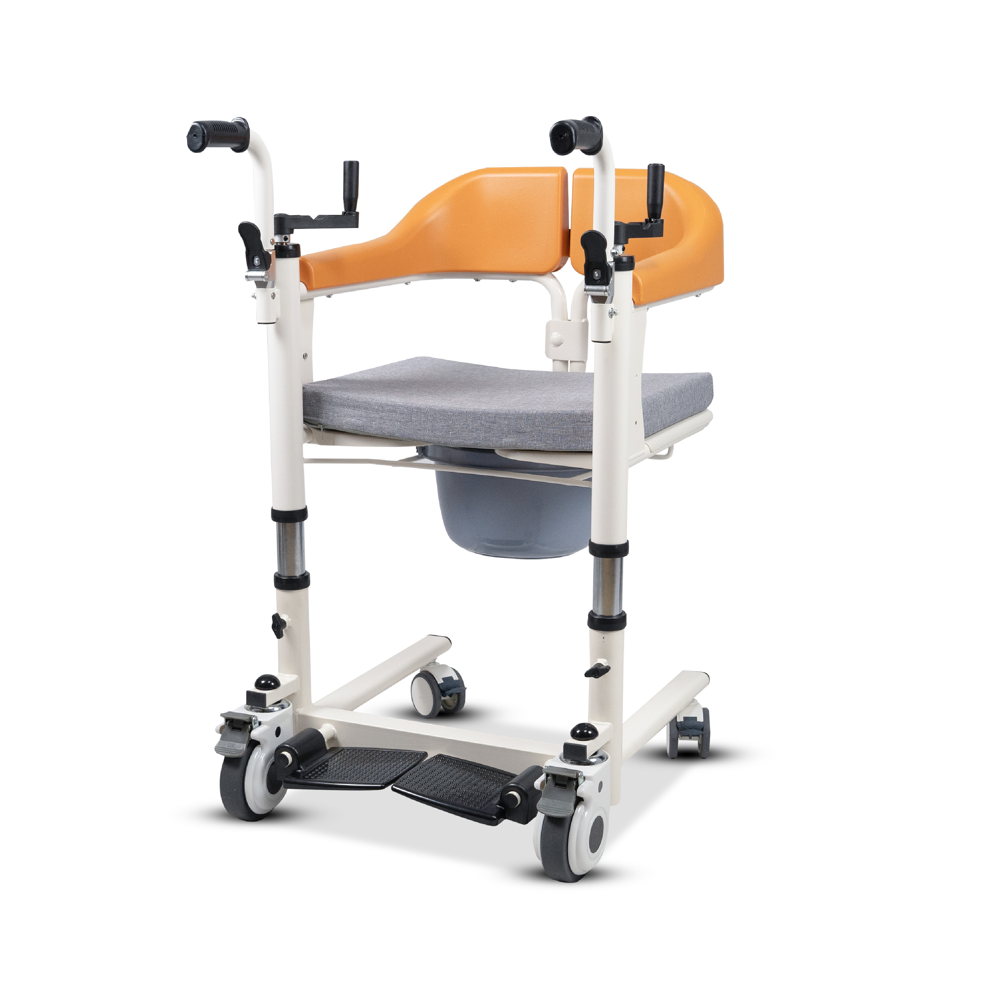 เก้าอี้รถเข็นเคลื่อนย้ายผู้ป่วย ระบบมือหมุน (Manual Transfer Chair) รับประกัน 2 ปี