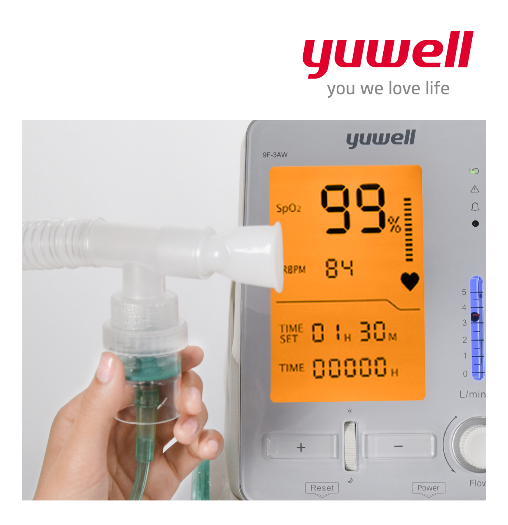 เครื่องผลิตออกซิเจน 3 ลิตร ยี่ห้อ Yuwell 9F-3AW รุ่นเสียงเบา มีฟังก์ชั่นพ่นยา (ระดับเสียง ≤ 46 dB) รับประกัน 3 ปี เครื่องผลิตออกซิเจน 3 ลิตร ยี่ห้อ Yuwell 9F-3AW รุ่นเสียงเบา มีฟังก์ชั่นพ่นยา (ระดับเสียง ≤ 46 dB) รับประกัน 3 ปี