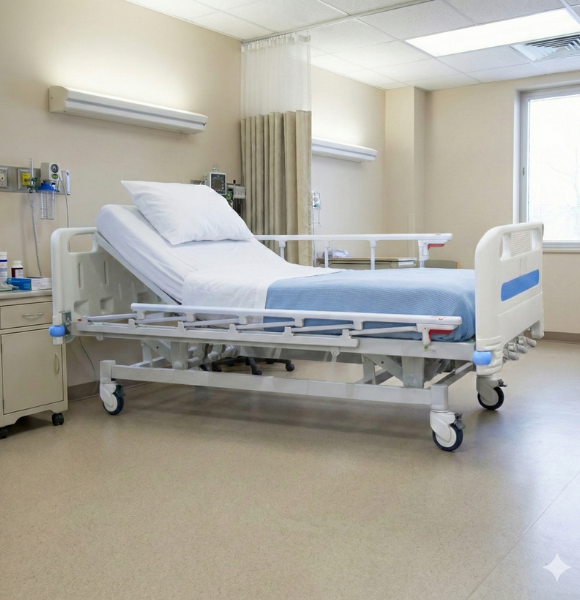 เตียงผู้ป่วย เตียงโรงพยาบาล มือหมุน 3 ฟังก์ชั่น (Manual Hospital Bed)