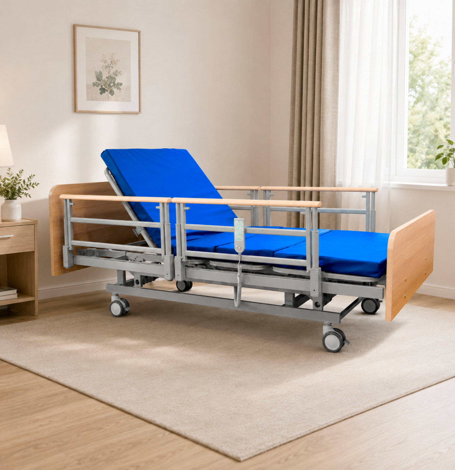 เตียงผู้ป่วยไฟฟ้า ลายไม้ พรีเมียม รุ่น ECOFIT3 (Wooden Electric Bed Premium) ปรับความต่ำได้พิเศษ