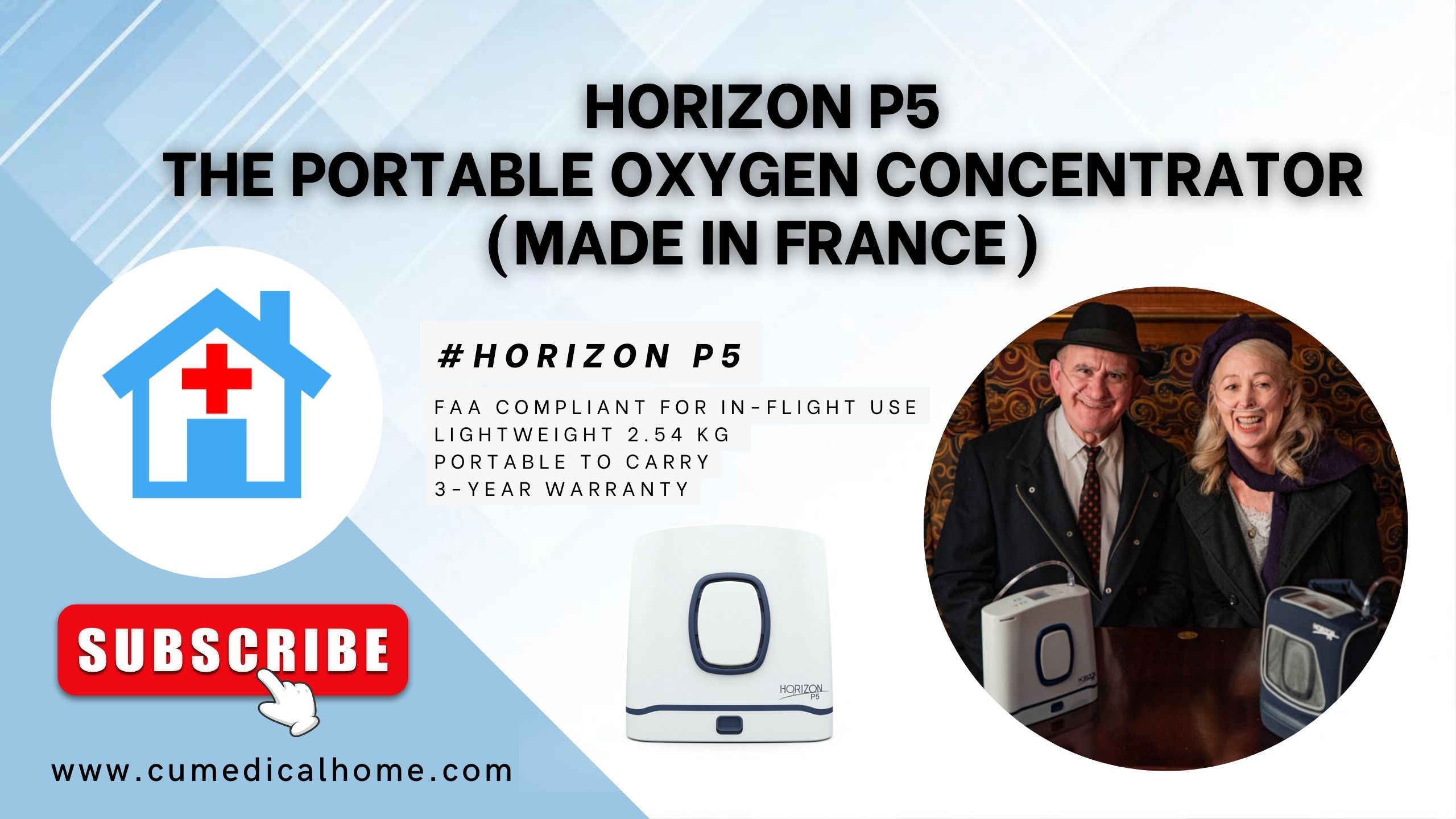 เครื่องผลิตออกซิเจนพกพา Horizon P5 Portable Oxygen Concentrator 
