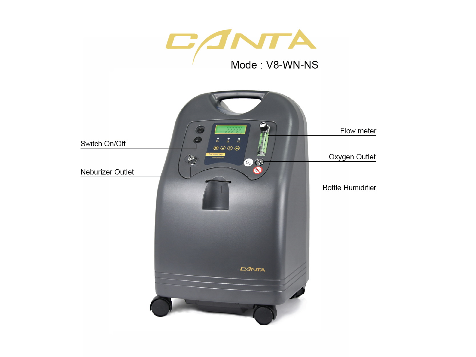 เครื่องผลิตออกซิเจน 8 ลิตร มีฟังก์ชั่นพ่นละอองยา CANTA V8-WN-NS